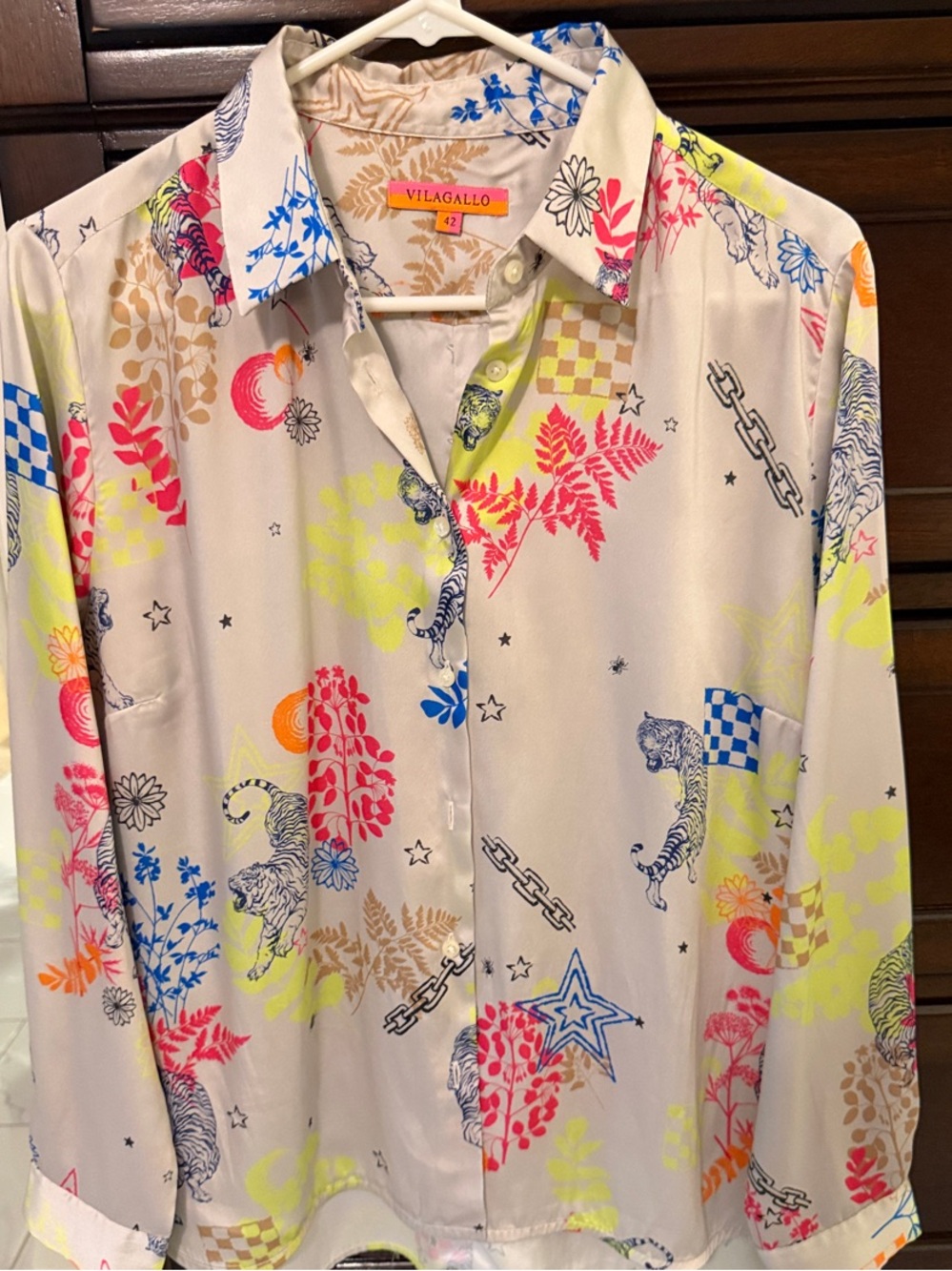 Vilagallo Multicolor Neon Print Button-Down Shirt - White Base